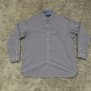 Polo Ralph Lauren Shirt Mens 2XL Purple Blue Check Plaid Button Down Long Sleeve
